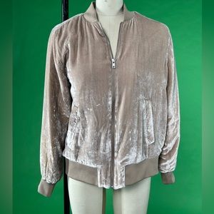 Madewell blush velvet bomber jacket